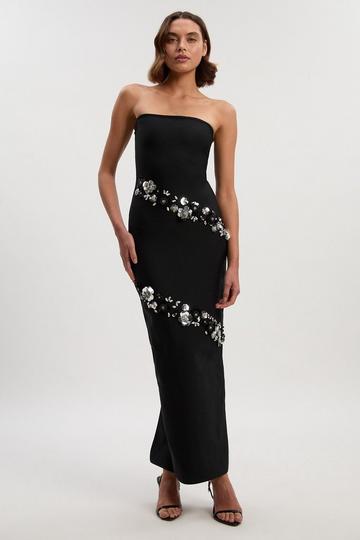 Petite Embellished Figure Form Bandeau Maxi Dress black