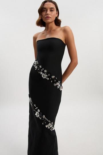 Embellished Figure Form Bandeau Maxi Dress black