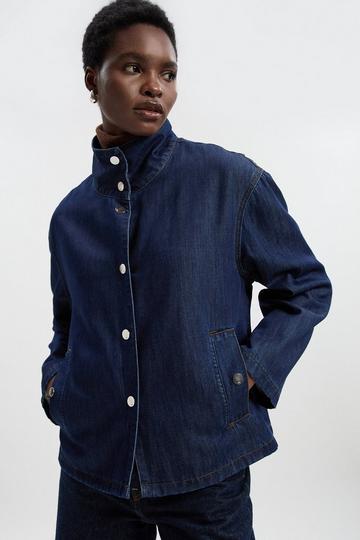 Denim Funnel Neck Jacket indigo