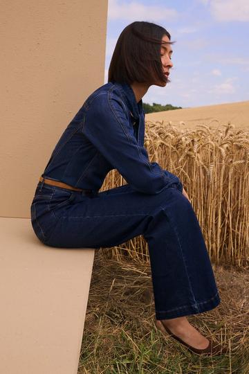 Denim Seam Front Straight Leg Jean indigo