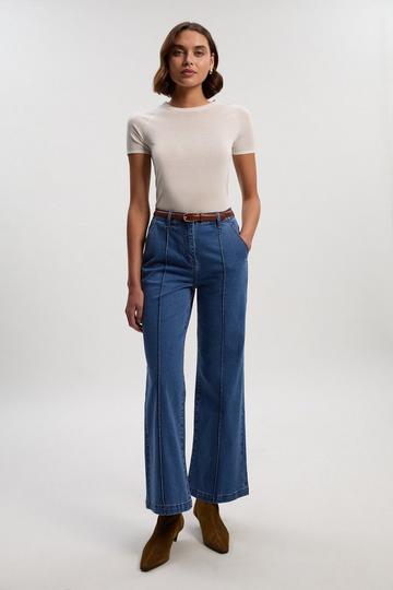 Blue Denim Seam Front Straight Leg Jean