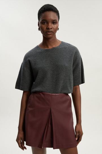 Faux Leather Skort oxblood