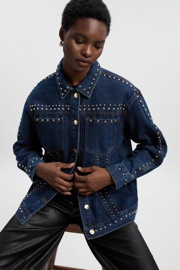 Blue Denim Studded Jacket