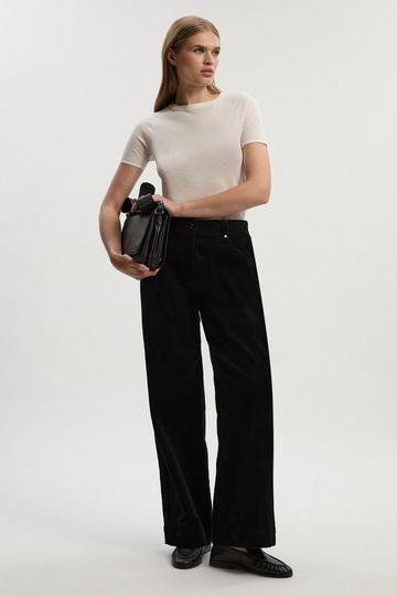 Black Cord Straight Leg Trouser