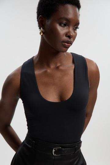 Black Halter Neck Contour Jersey Bodysuit