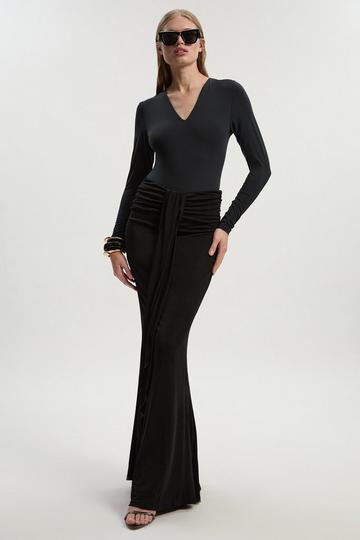 Tall Premium Stretch Crepe Jersey Maxi Skirt black