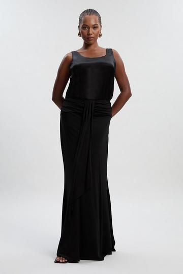 Plus Size Premium Stretch Crepe Jersey Maxi Skirt black