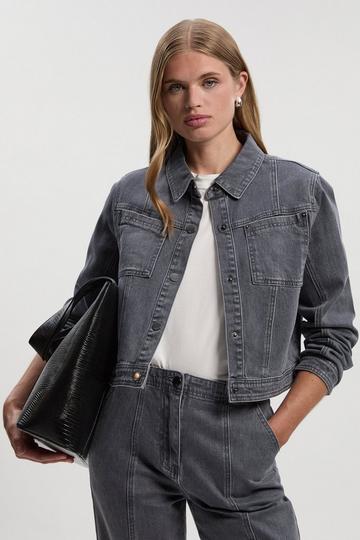 Grey Denim Western Jacket
