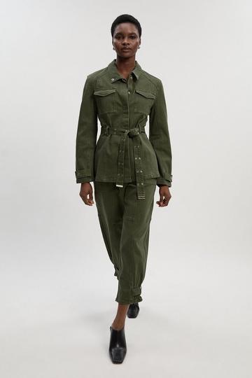 Denim Utility Cuff Hem Trouser khaki