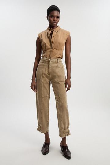 Denim Utility Cuff Hem Trouser stone