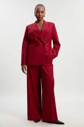 Red Plus Size Polished Wide Leg Tailored Trouser