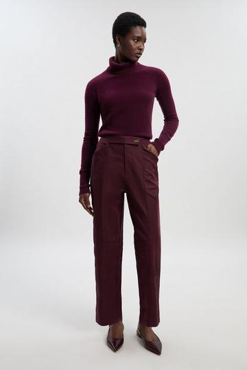Techno Barrel Leg Woven Trousers burgundy