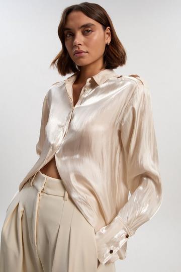 Metallic Woven Collared Shirt silver