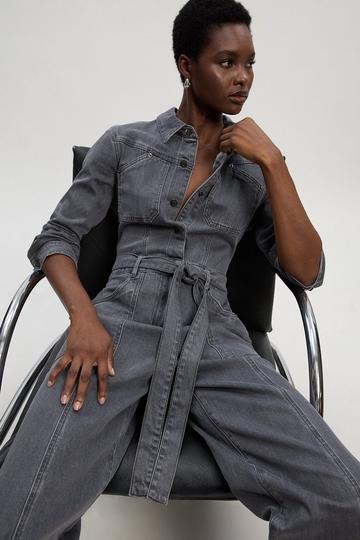 Grey Denim Western Jumpsuit
