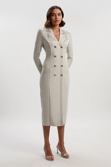 Grey Bandage Form Fitting Embellished Maxi Dress