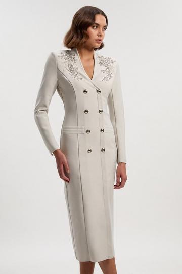 Petite Bandage Form Fitting Embellished Maxi Dress grey