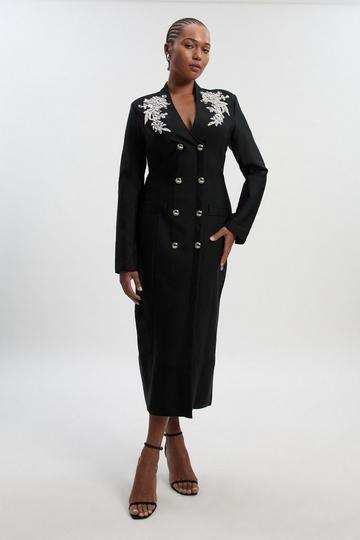 Plus Size Bandage Form Fitting Embellished Maxi Dress black