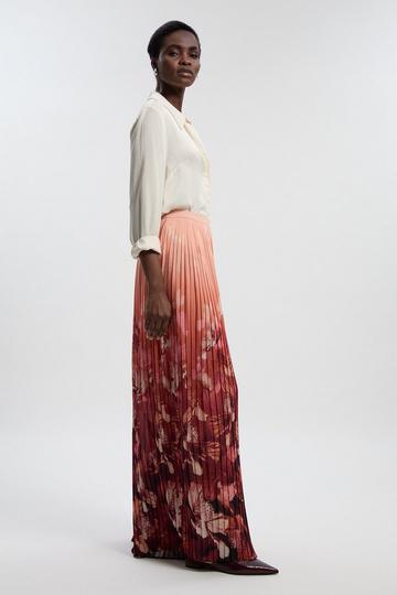 Pleated Floral Woven Wide Leg Trousers floral