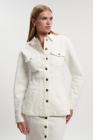 Denim Corset Waist Detail Jacket cream