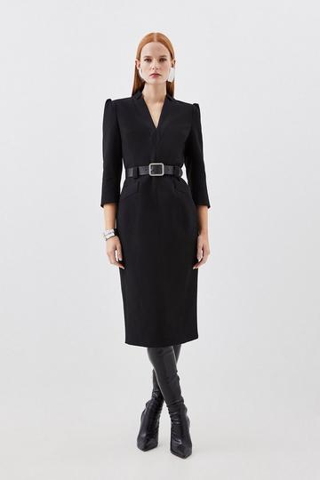 Black Compact Stretch Forever Tailored Dress
