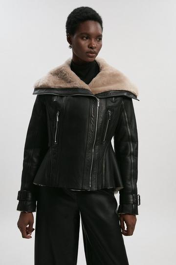 Shearling High Low Jacket chocolate