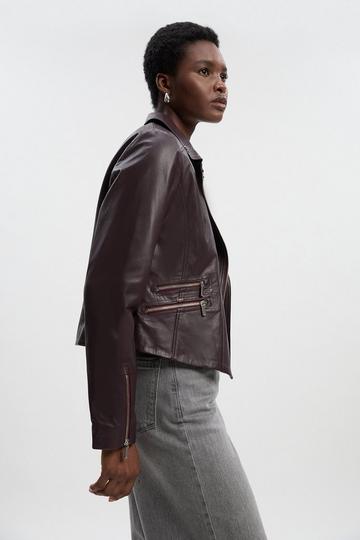 Leather Signature Biker Jacket fig