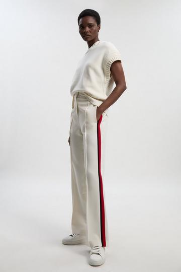 Tailored Side Stripe Straight Leg Trouser ivory