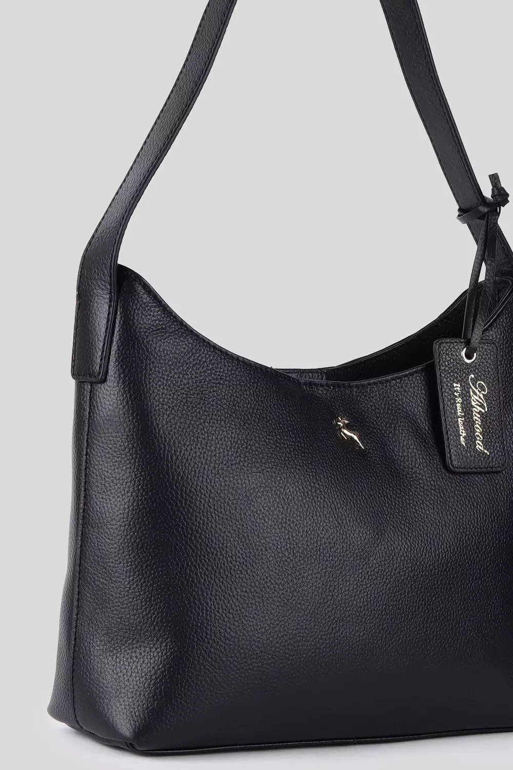 Black 'Splendore di Milano' Real Leather Hobo Shoulder Bag alternative image