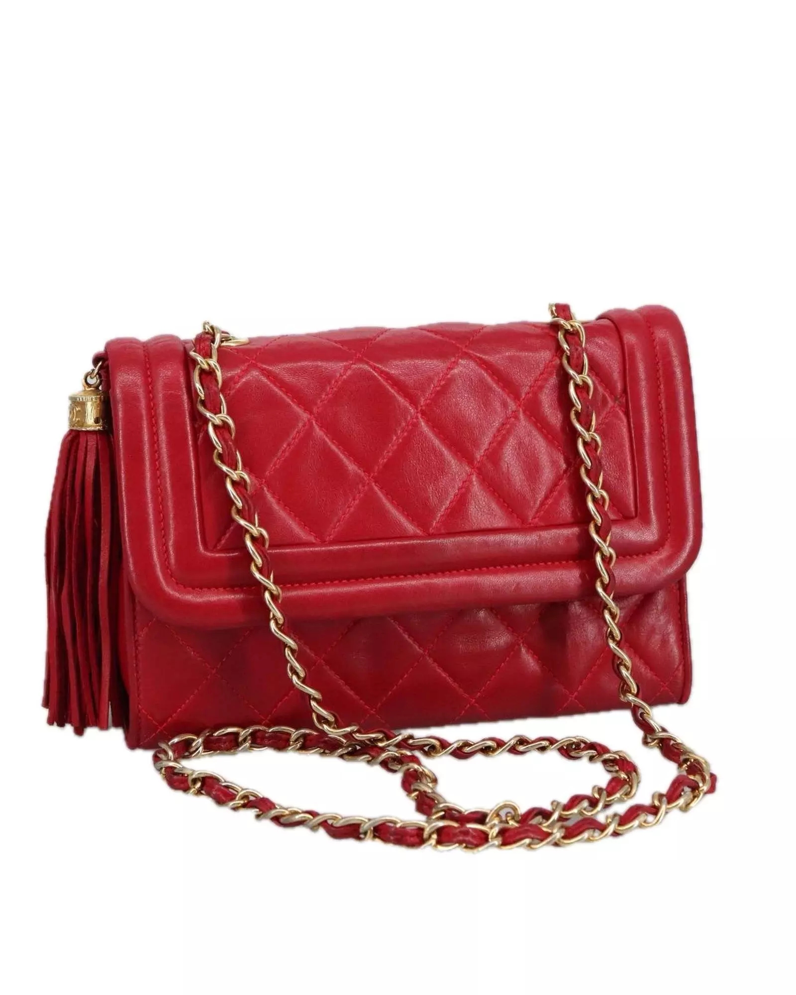 Preloved Classic Double Flap Bag Red Quilted Leather Wo Shoulder alternative image