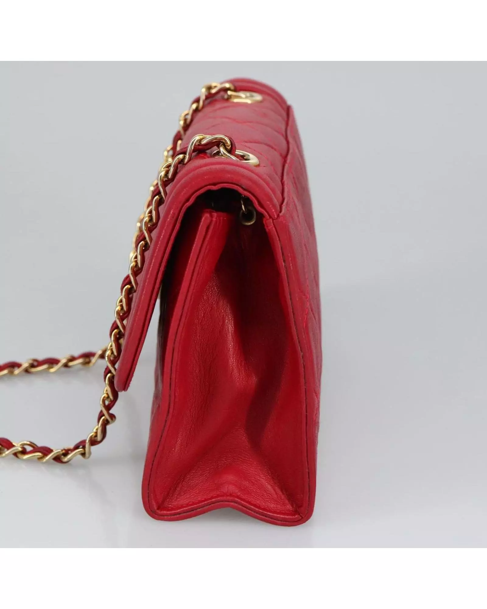 Preloved Classic Double Flap Bag Red Quilted Leather Wo Shoulder alternative image