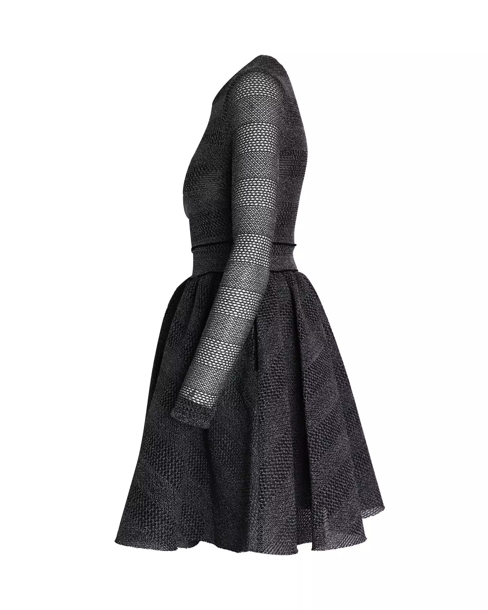 Preloved Metallic Knit Flare Mini Dress Women - Grey Midi alternative image