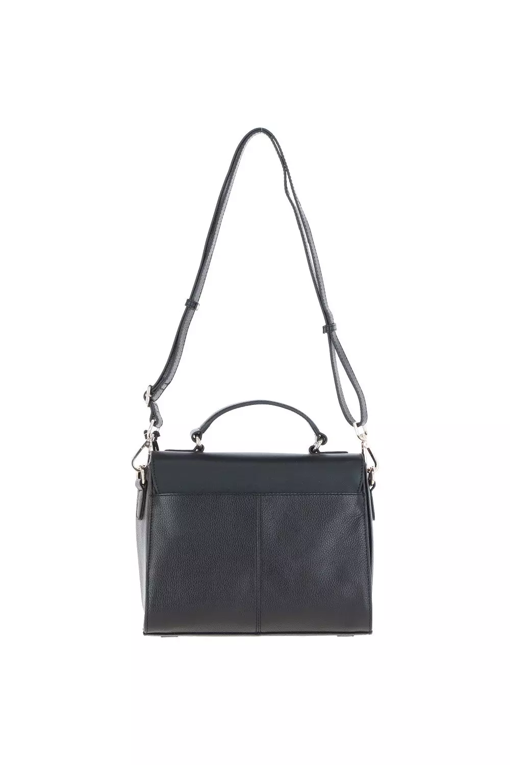 Black Real Leather Flap Over Handbag alternative image