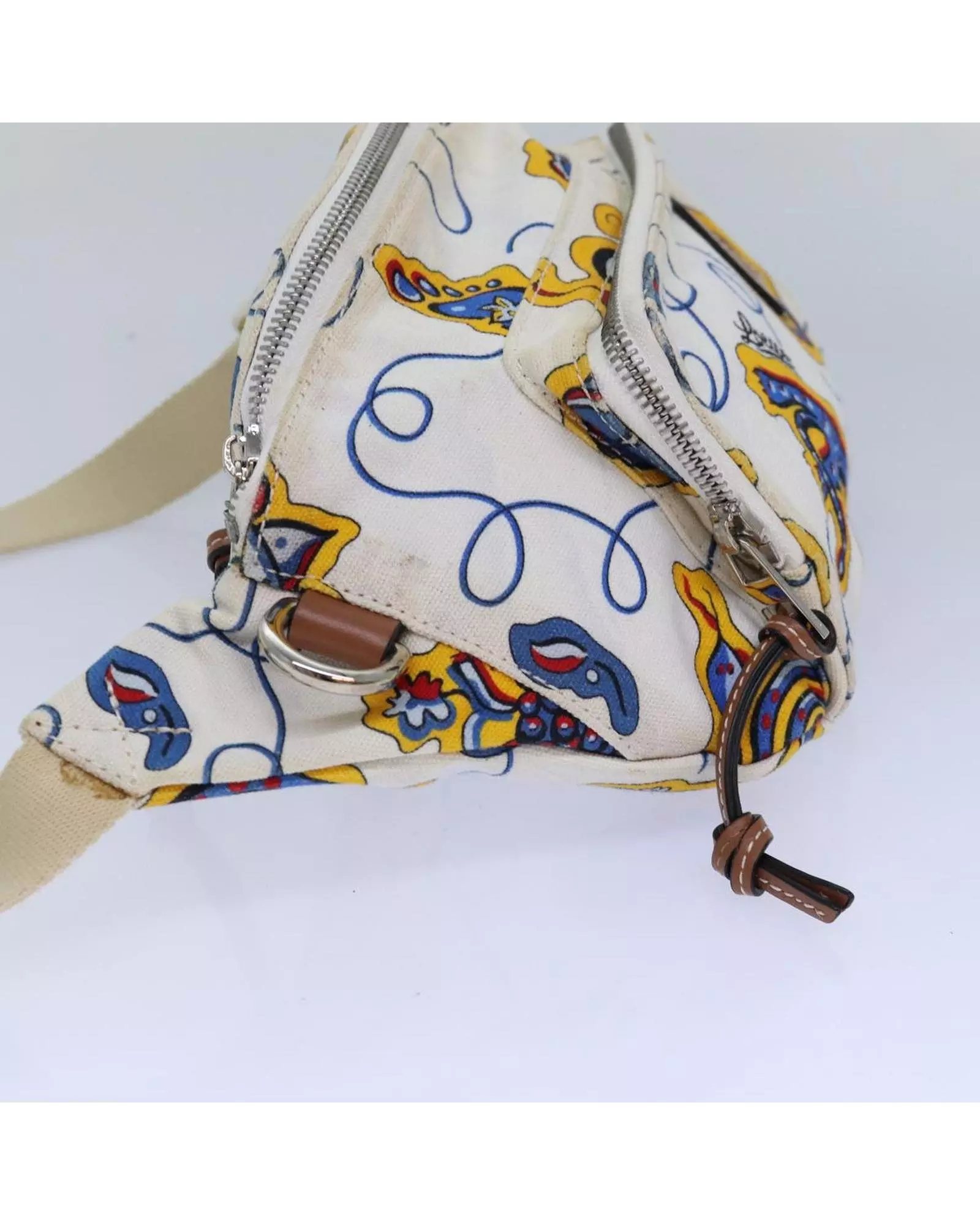 Preloved Paula Ibiza Printed Canvas Belt Bag Women - White alternative image