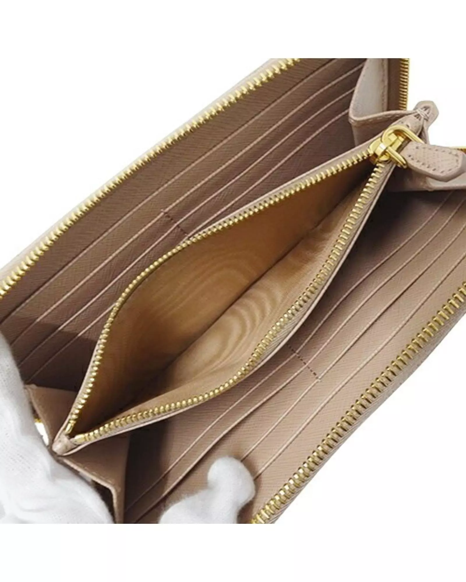 Preloved Saffiano Leather ZipAround Wallet Women - Beige alternative image