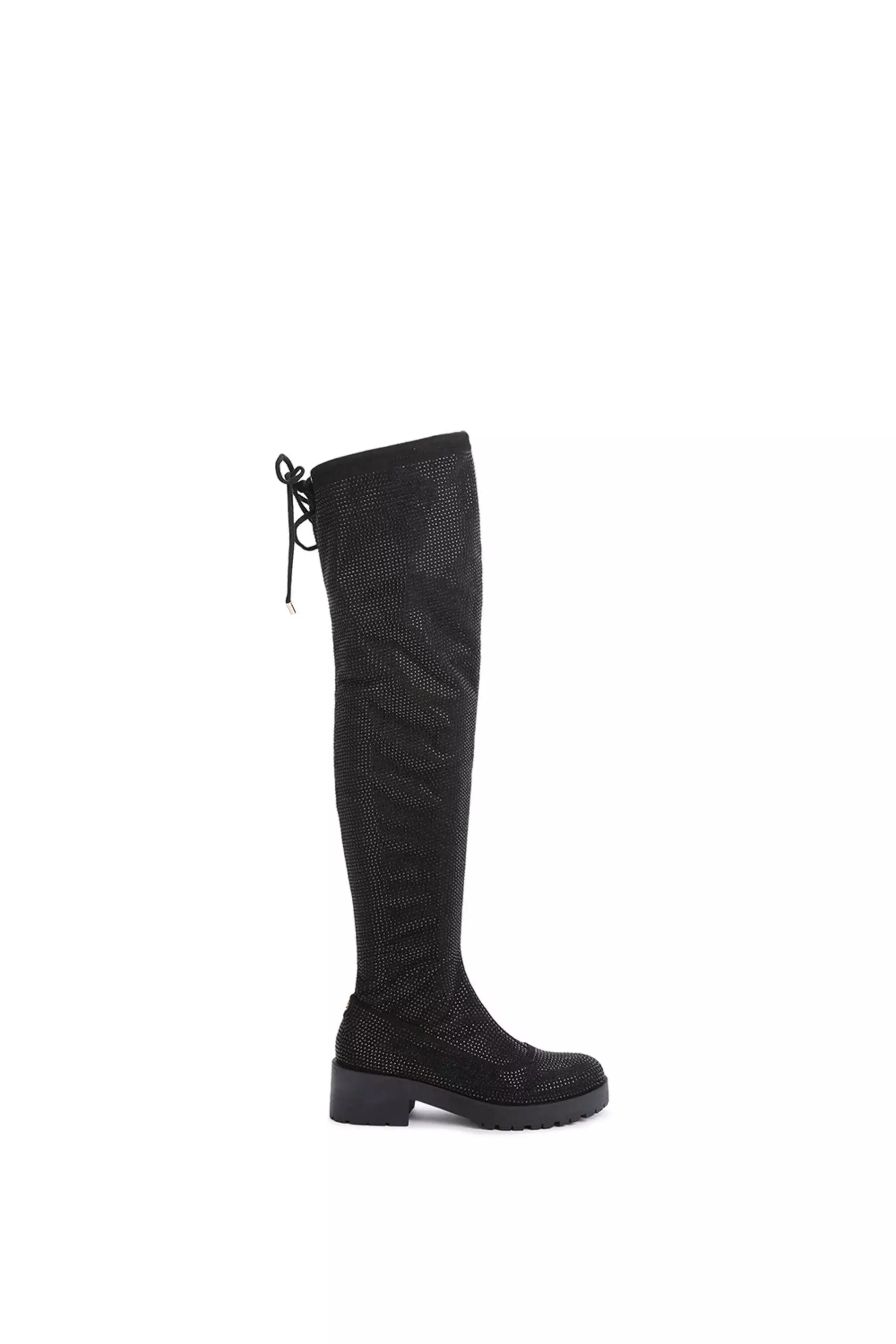 Black 'Tammy Over The Knee' Fabric Boots alternative image