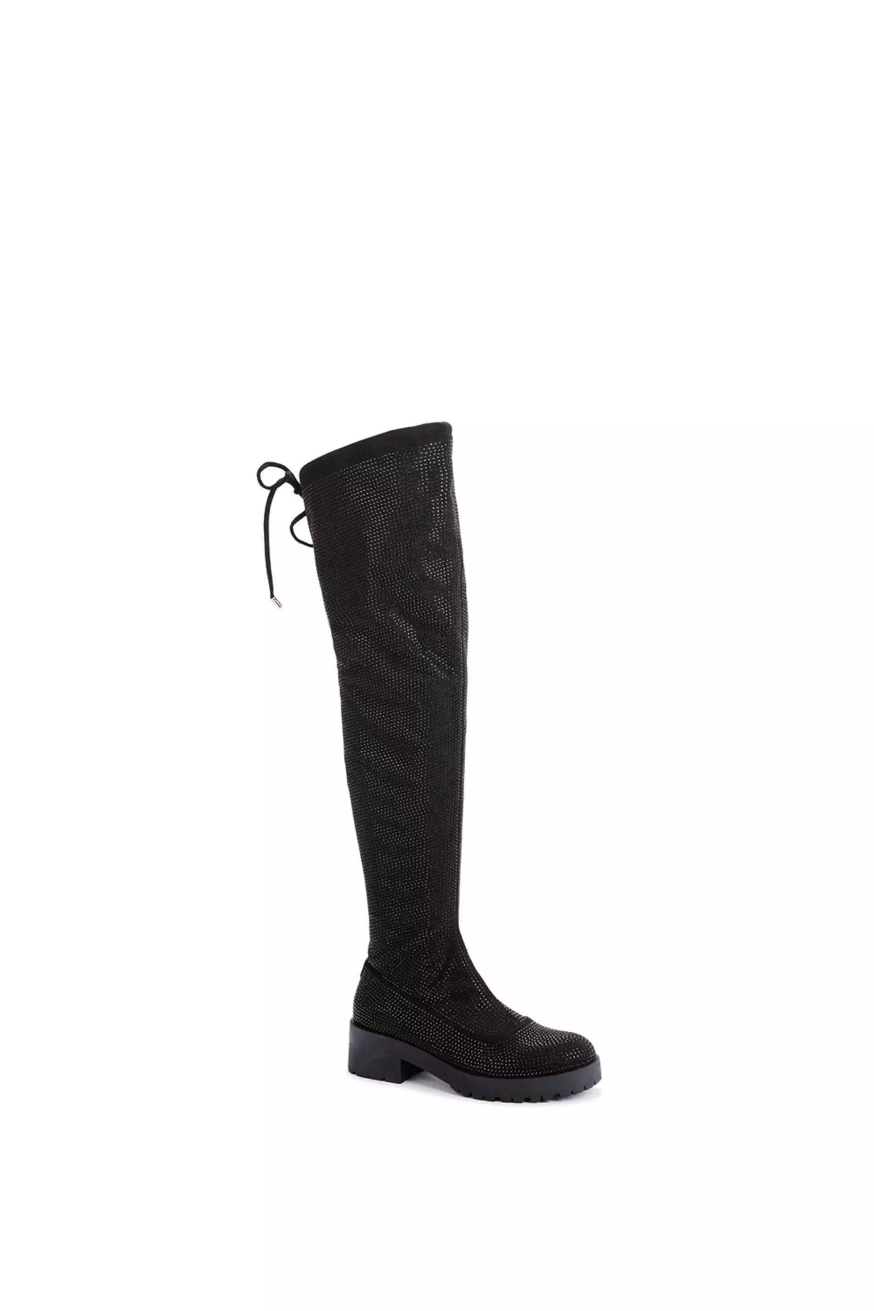 Black 'Tammy Over The Knee' Fabric Boots alternative image