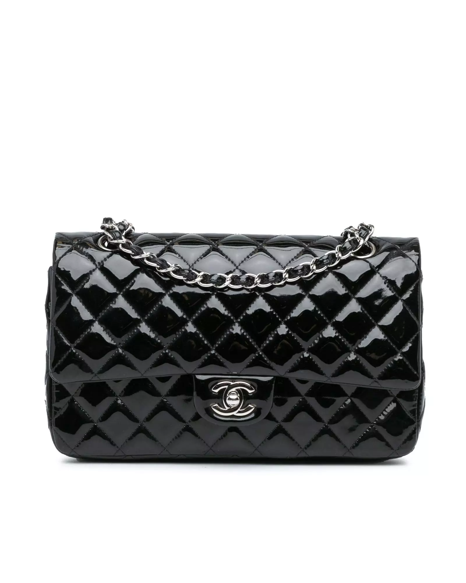 Preloved Classic Flap Patent Leather Shoulder Bag Women - Black alternative image