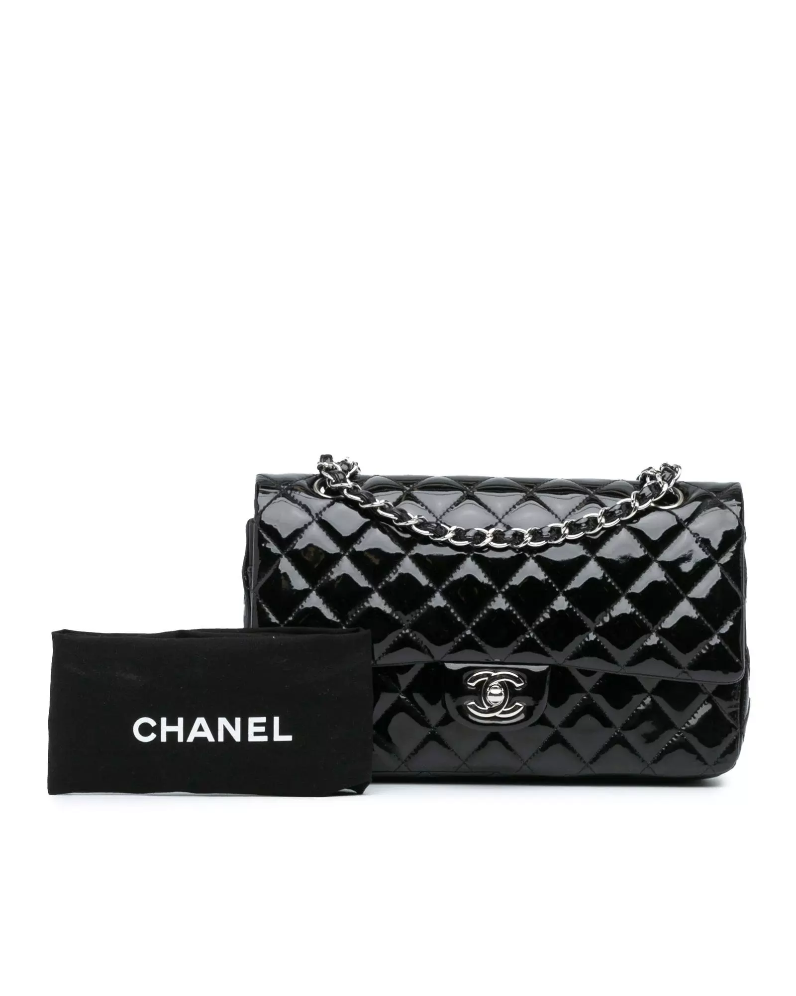 Preloved Classic Flap Patent Leather Shoulder Bag Women - Black alternative image