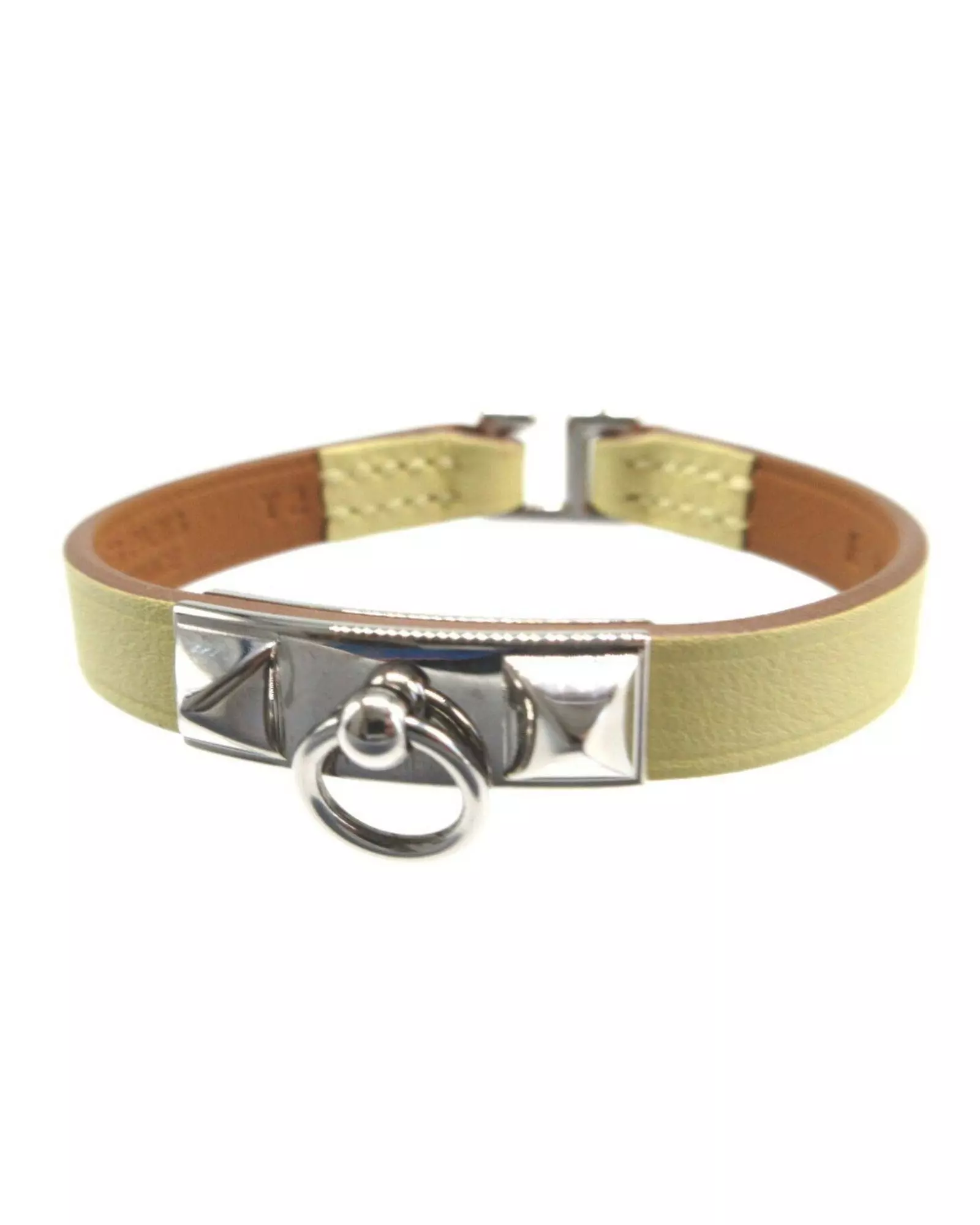 Preloved Chaine dAncre bracelet Lime Leather Women - Beige alternative image