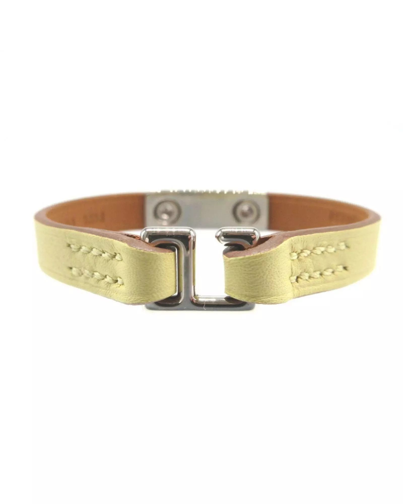 Preloved Chaine dAncre bracelet Lime Leather Women - Beige alternative image