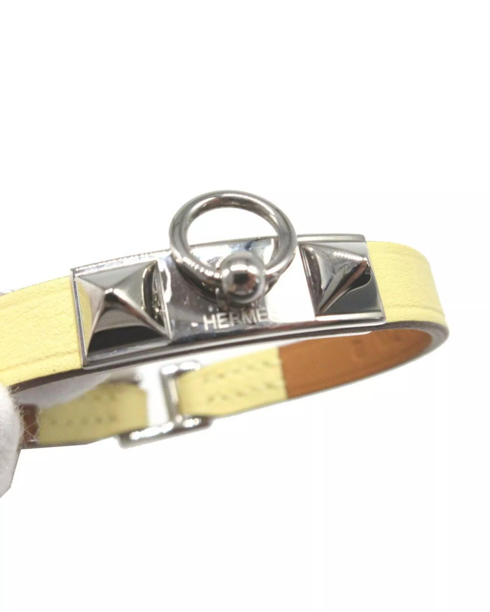 Preloved Chaine dAncre bracelet Lime Leather Women - Beige alternative image