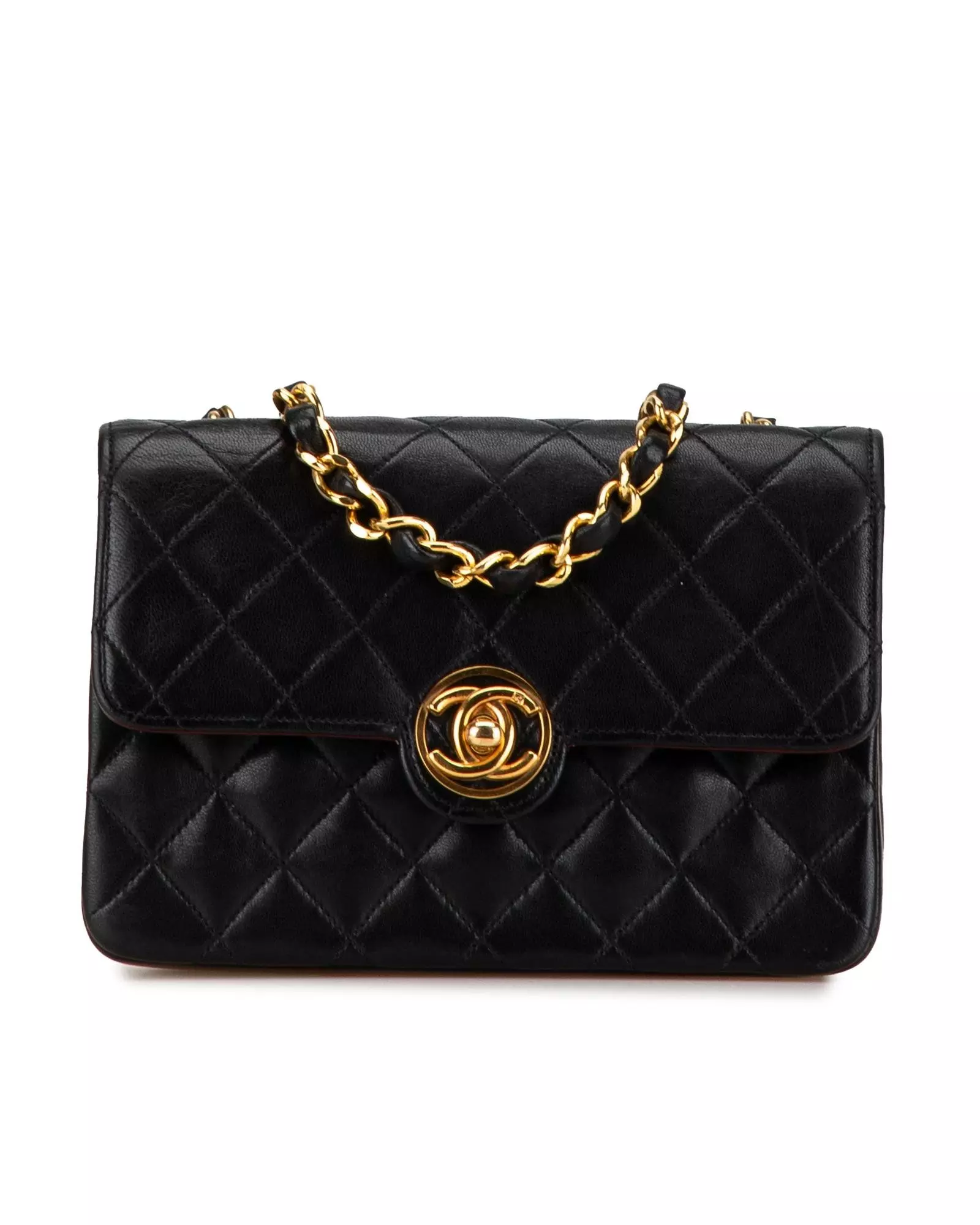 Preloved Mini Quilted Lambskin Single Flap Bag with Chain Strap Karen Millen