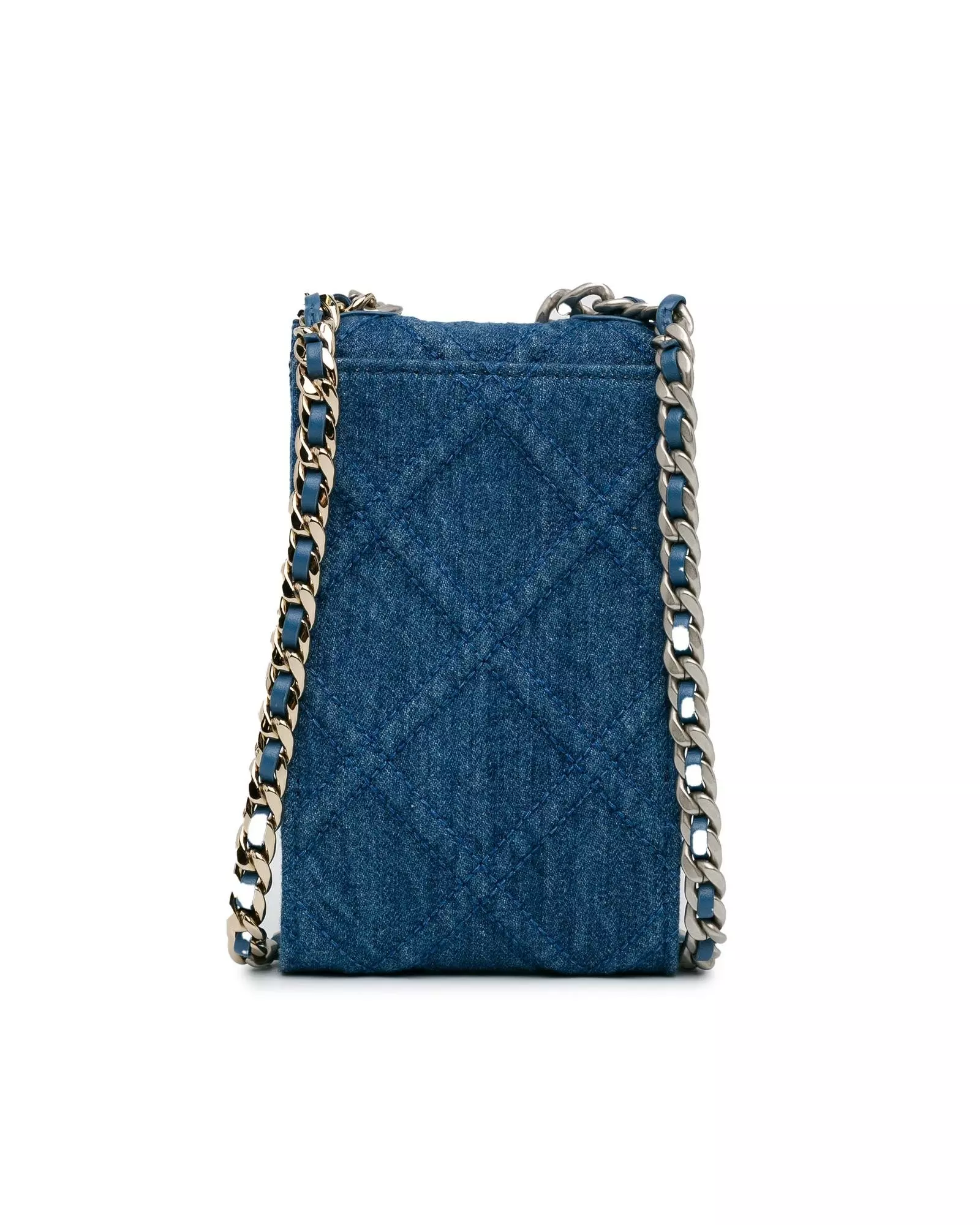 Preloved Denim Quilted Shoulder Bag Chain Strap Women - Blue Messenger alternative image