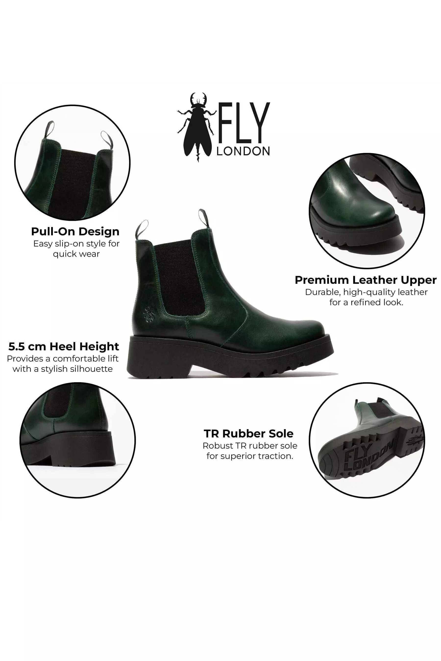 Bottle green MEDI789 Ankle Chelsea Boots alternative image