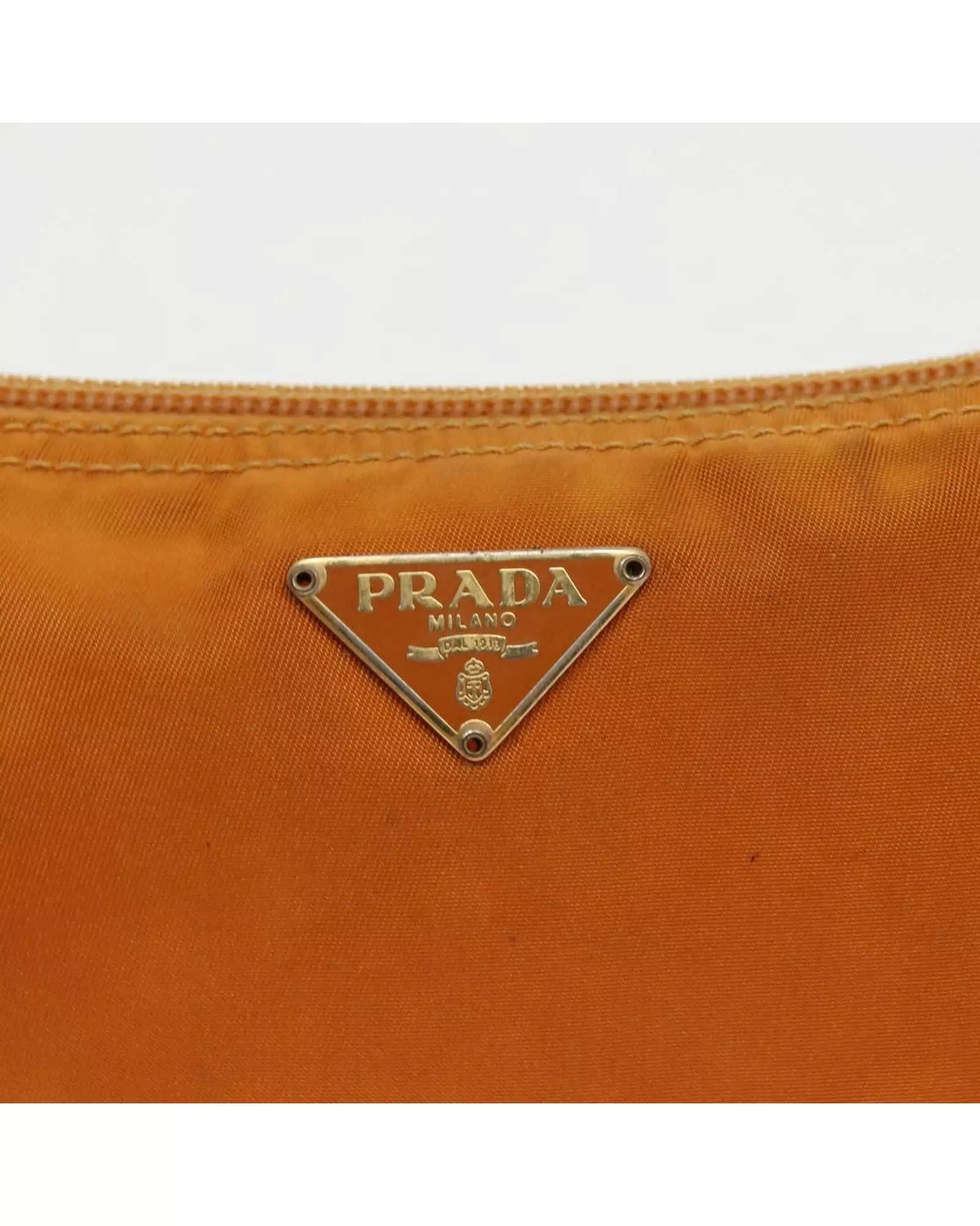 Prada Preloved Orange Nylon Zipper Pouch Wo Pouches | Karen