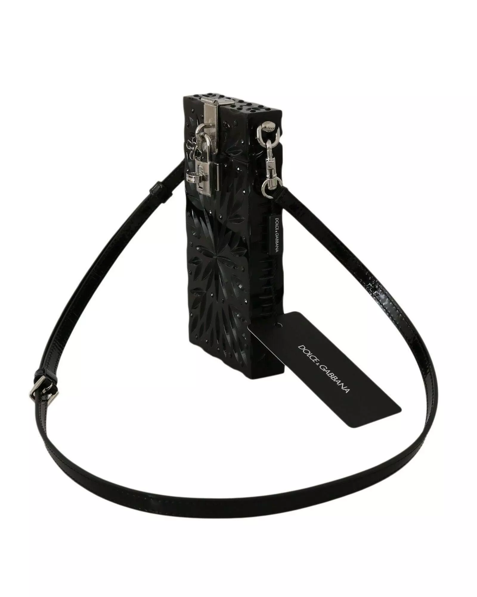 Carved Floral Patent Leather Crossbody Wo - Black Crossbody Bags alternative image
