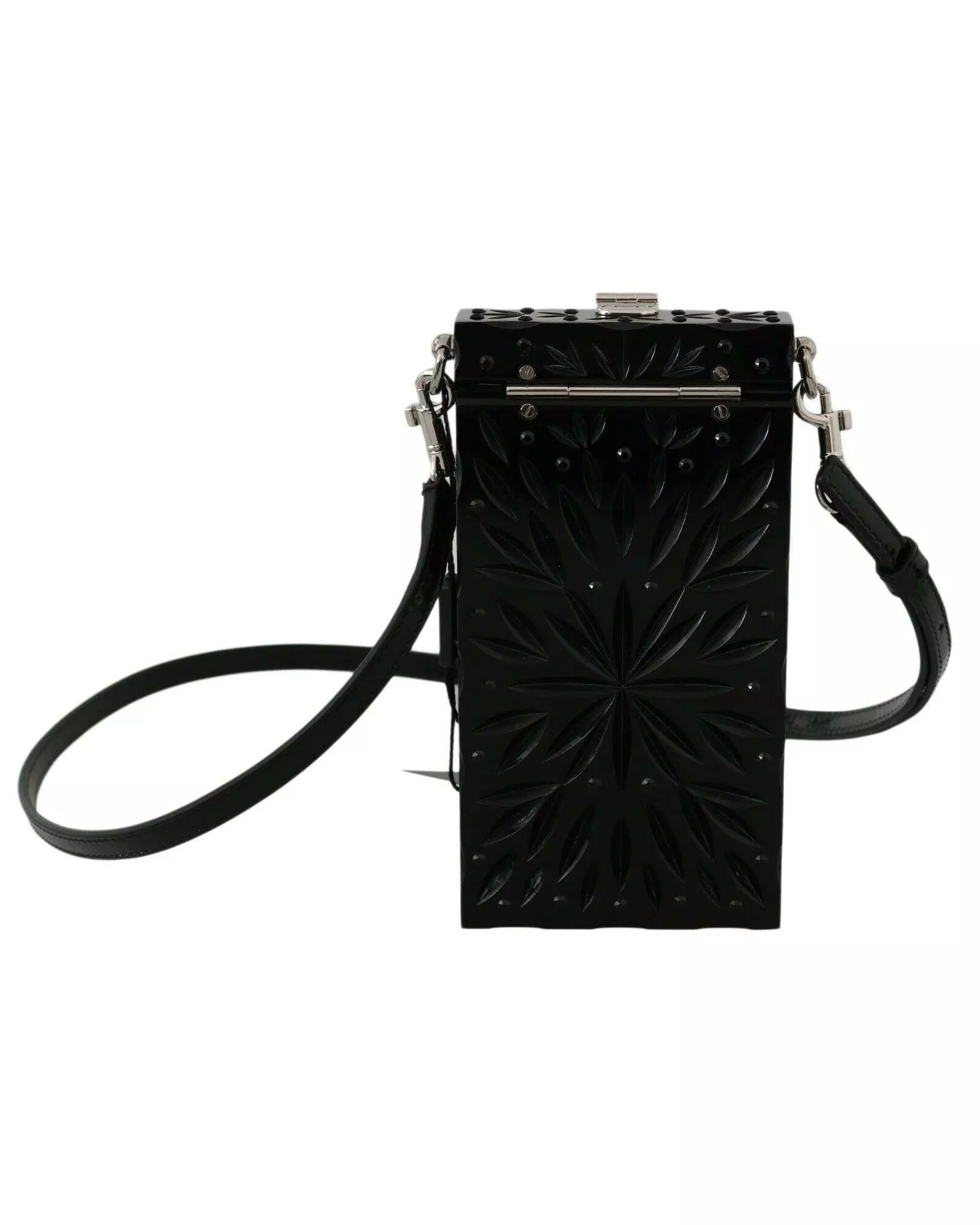 Carved Floral Patent Leather Crossbody Wo - Black Crossbody Bags alternative image