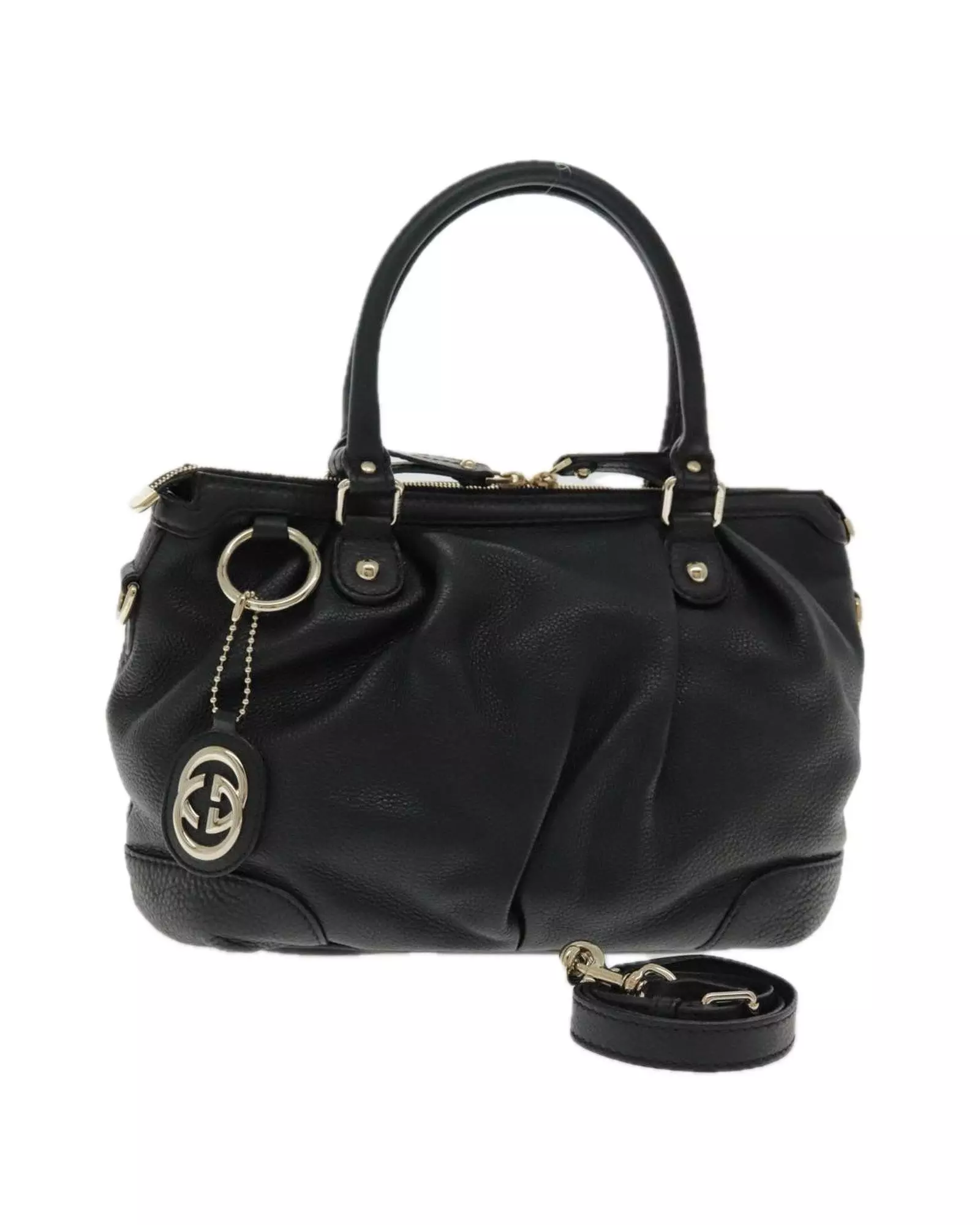 Preloved Black Leather Satchel Handbag Women alternative image