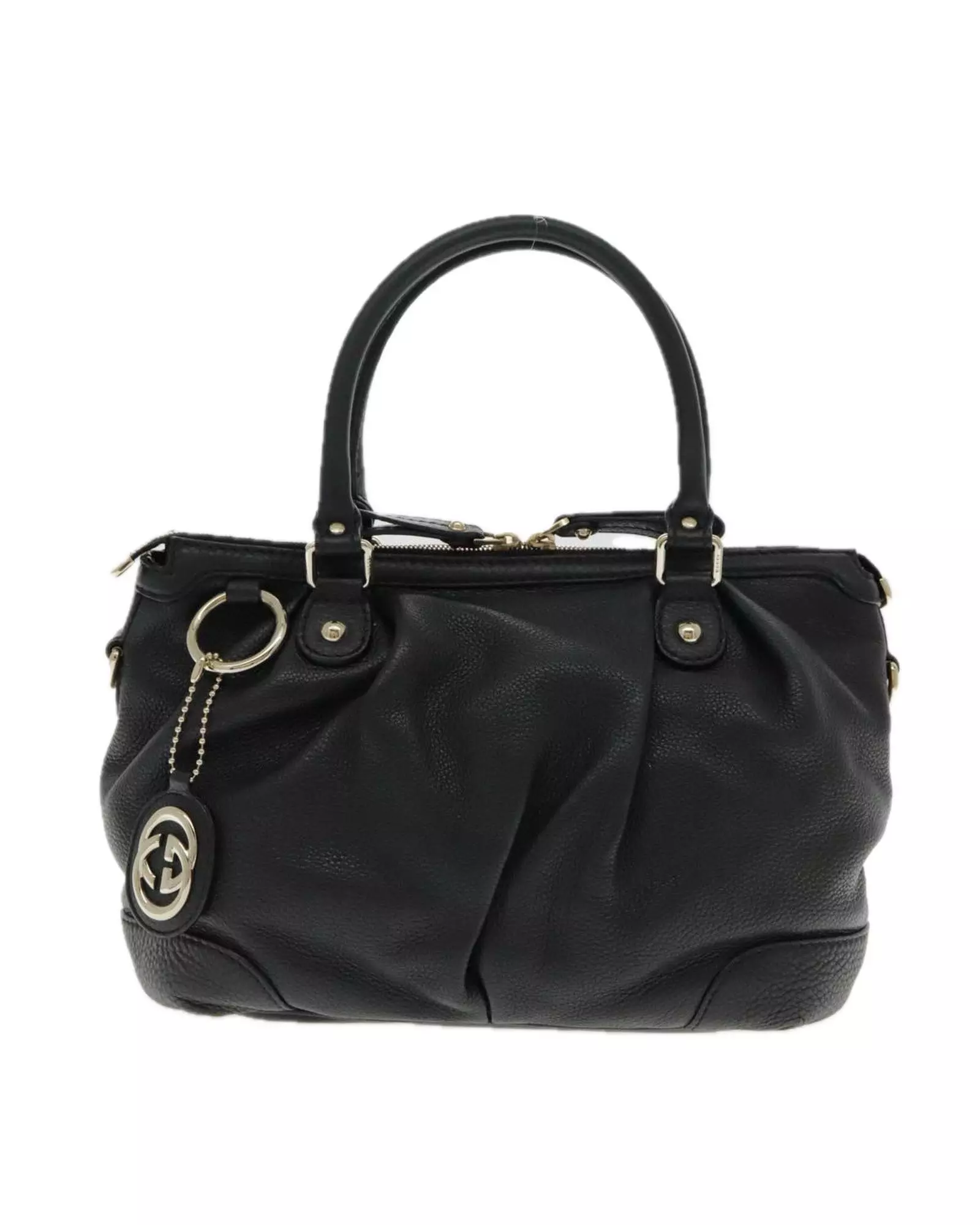 Preloved Black Leather Satchel Handbag Women alternative image
