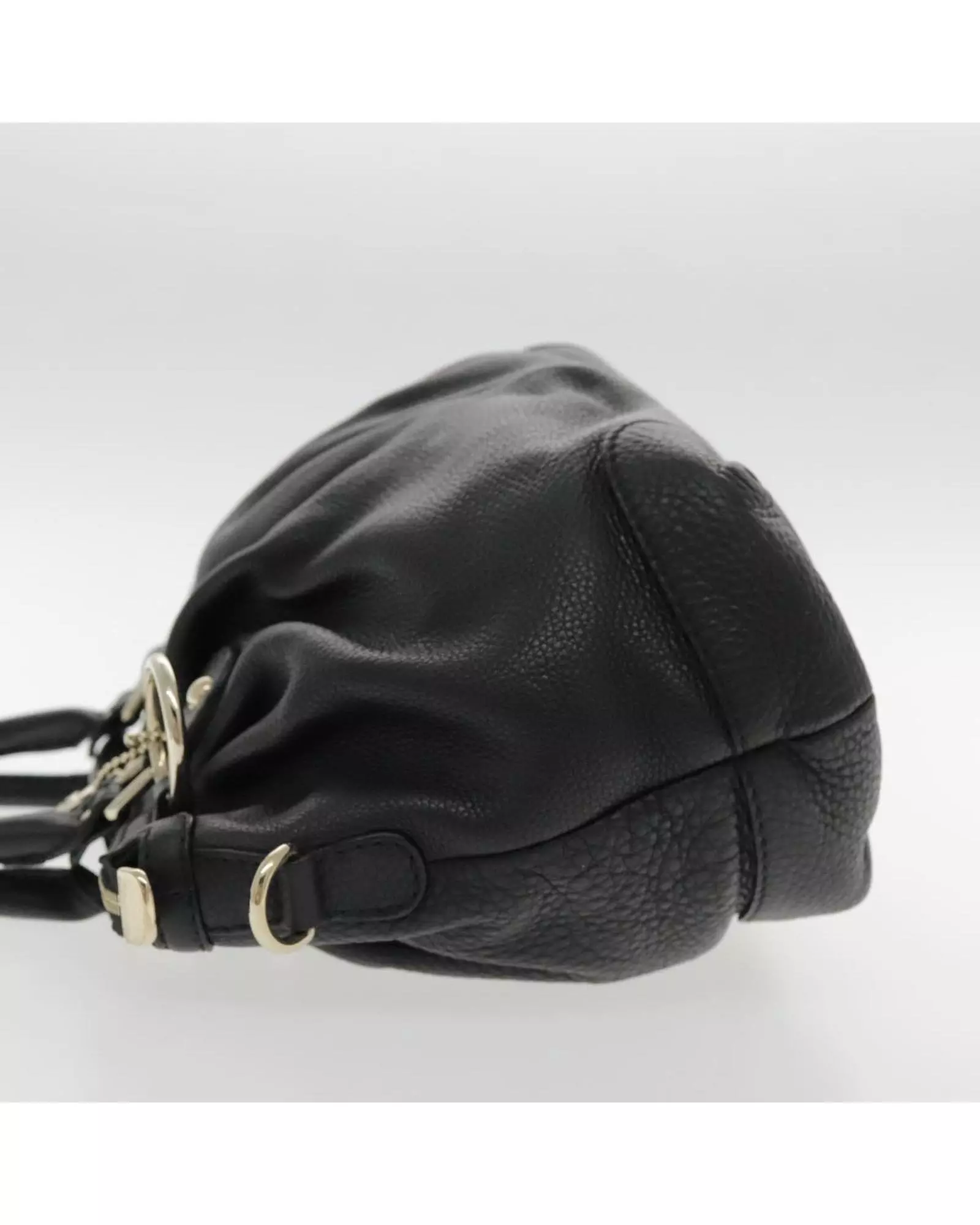 Preloved Black Leather Satchel Handbag Women alternative image